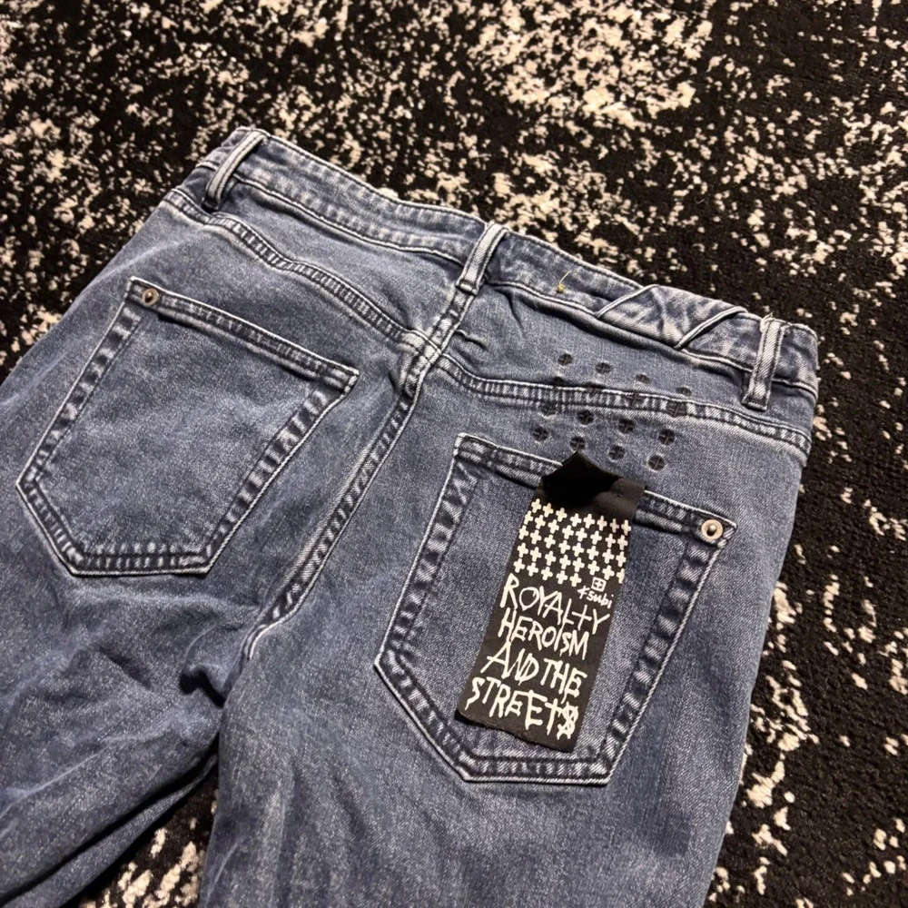 Ksubi Mens Distressed Skinny Jeans Blue Denim Size 29 Button Fly Distressed